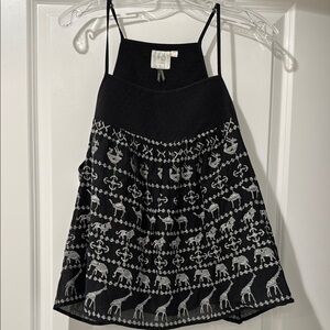Anthropologie x HD Black and White Embroidered Women's TrapezeTop Size L